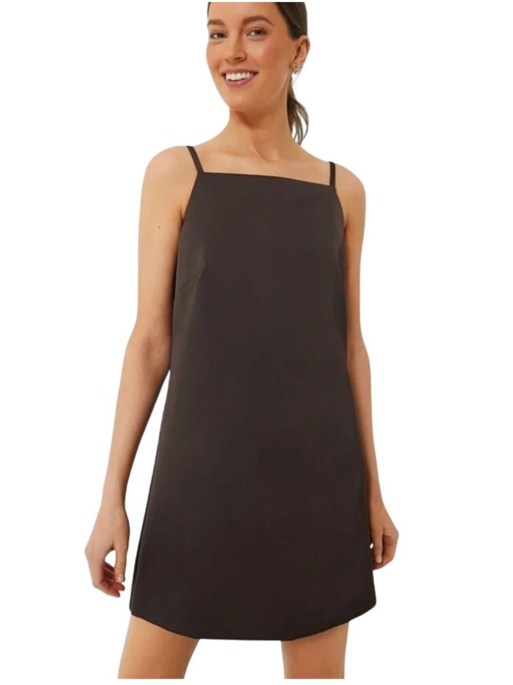 Tuckernuck Satin Lara mini shift dress in Chocolate Brown 6 New Womens